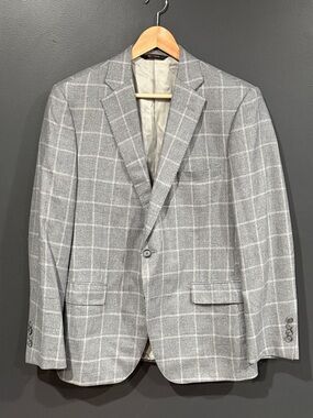 Paul Stuart Gray Windowpane Sport Coat Blazer 42